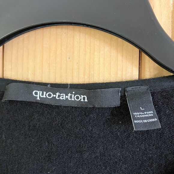 Quotation Womens 100% Cashmere Coraline Blue Key Sweater Size Large Black SP EXC - Picture 6 of 11